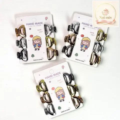 Accesorios para el cabello · Mini pinzas metalizadas · diseño B · S16