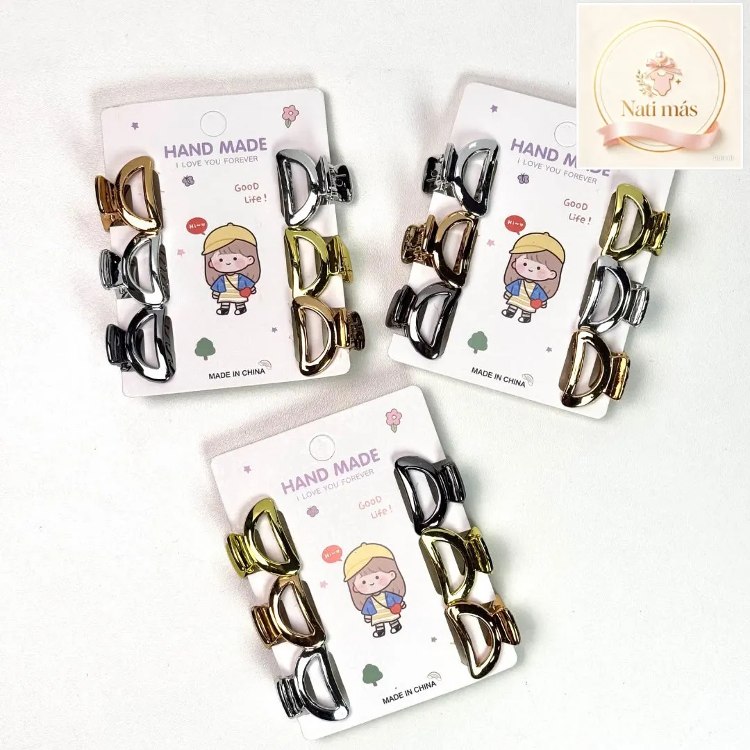 Accesorios para el cabello · Mini pinzas metalizadas · diseño B · S16