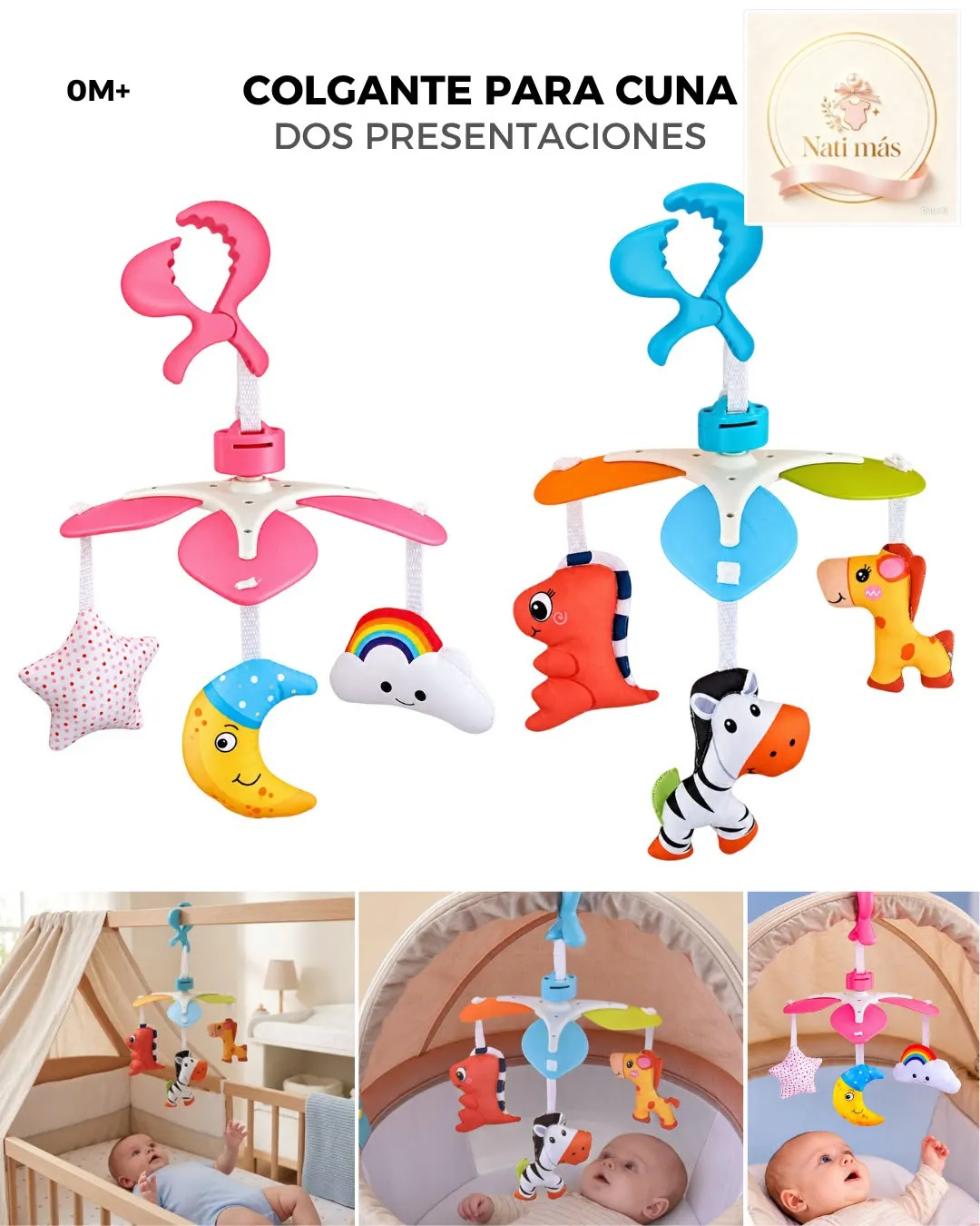 Móvil para cuna con figuras colgantes