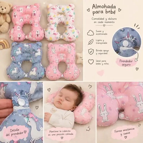 Almohadita para bebé con abertura central y estampados