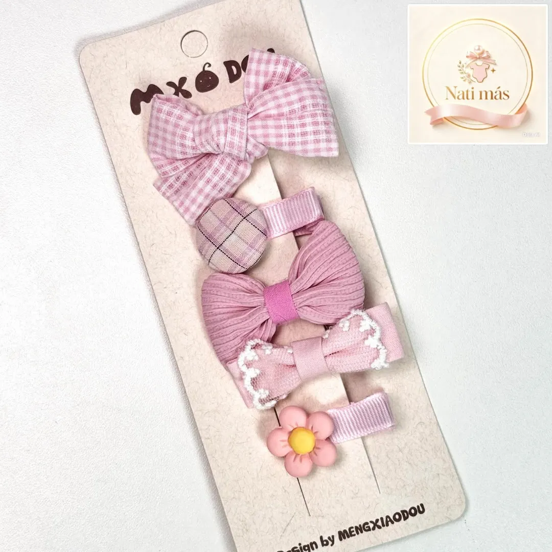 Accesorios para el cabello · Moños y detalles rosados · S28