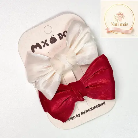 Accesorios para el cabello · Moños beige y bordó · S40