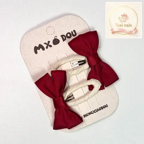 Accesorios para el cabello · Moños y broches bordó · S39