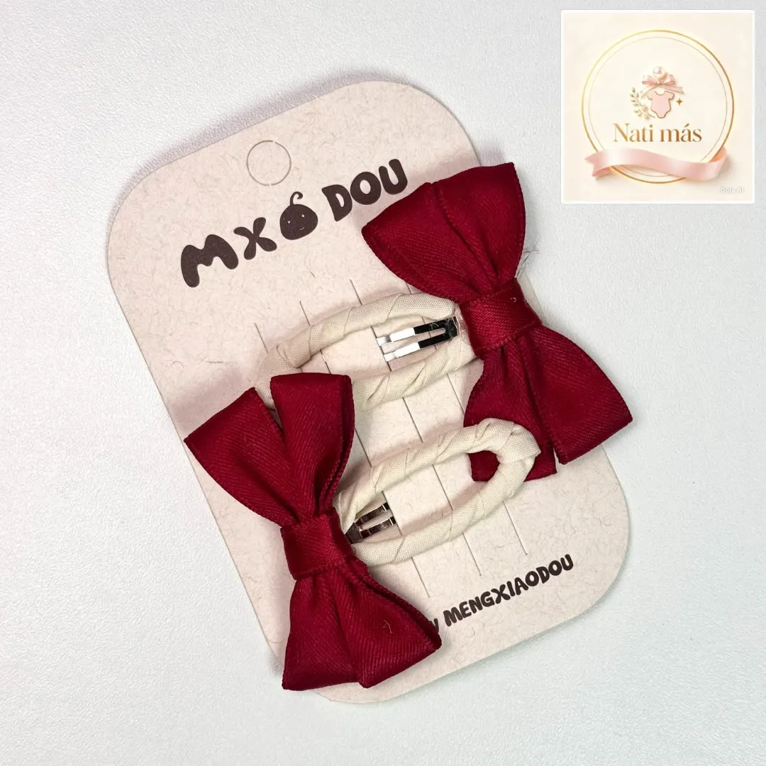 Accesorios para el cabello · Moños y broches bordó · S39