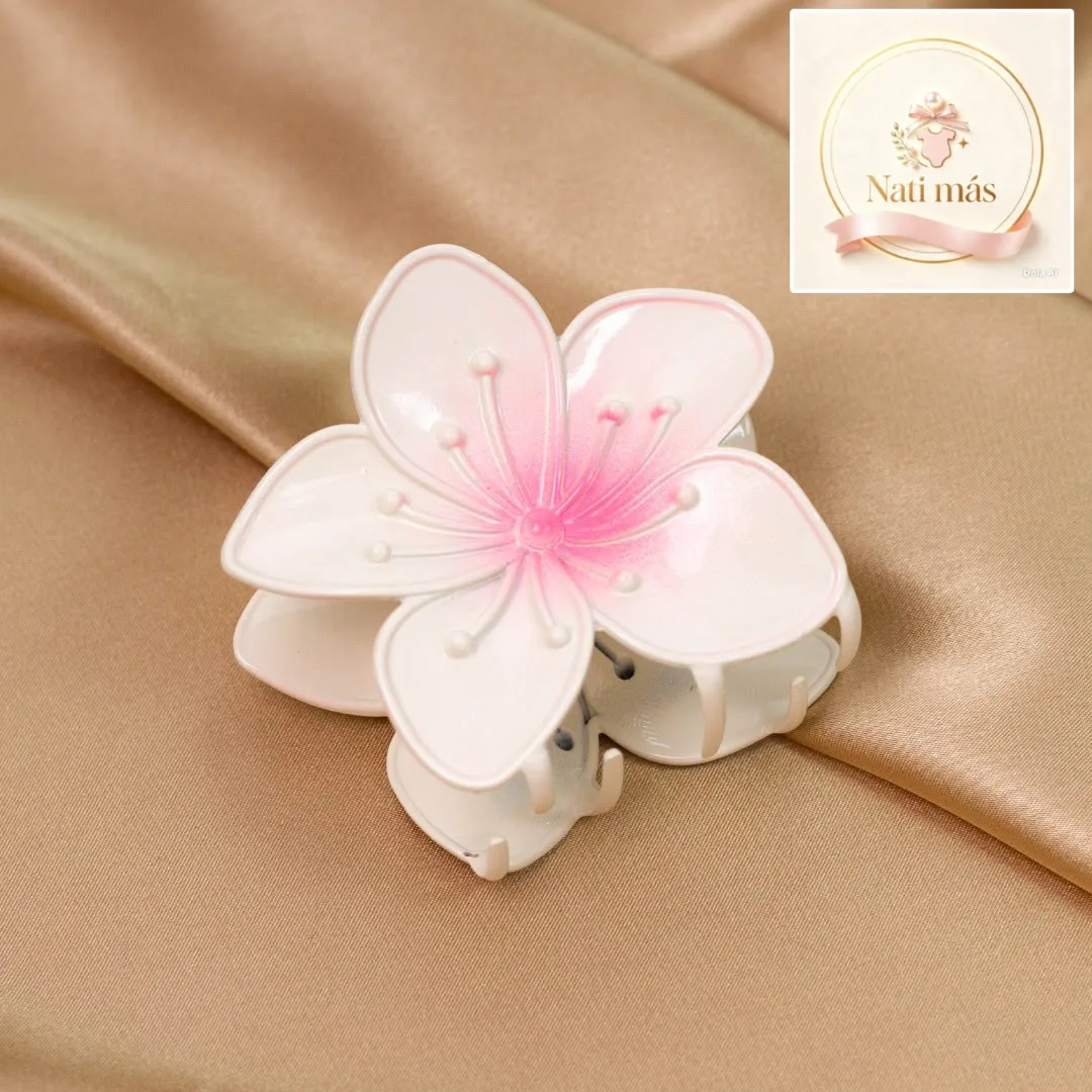 Pinza para pelo flor rosada