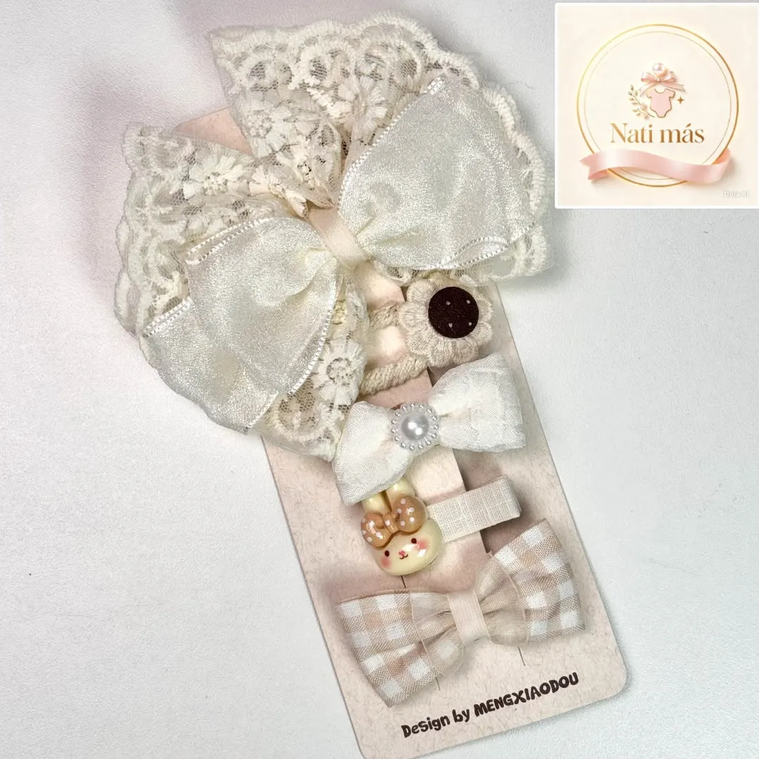 Accesorios para el cabello · Moño y encaje beige · S29