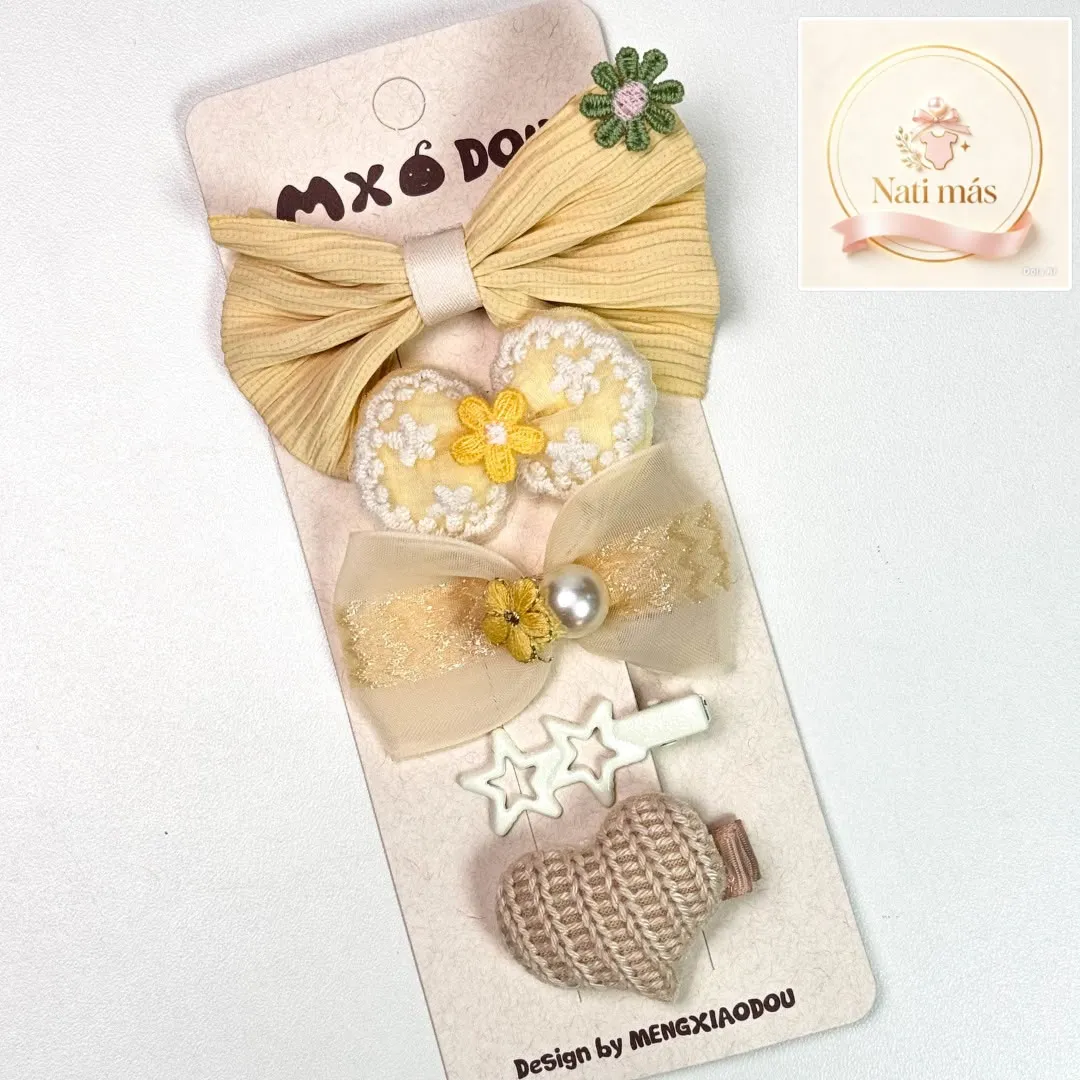 Accesorios para el cabello · Moño y detalles amarillos · S18