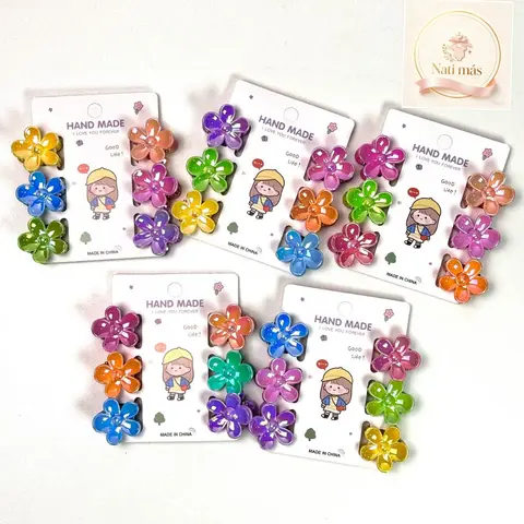 Accesorios para el cabello · Flores de colores con centro brillante · S14
