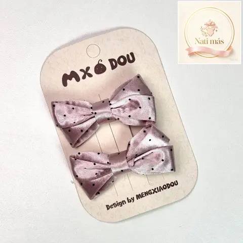 Accesorios para el cabello · Moños con puntos rosados · presentación A · S37